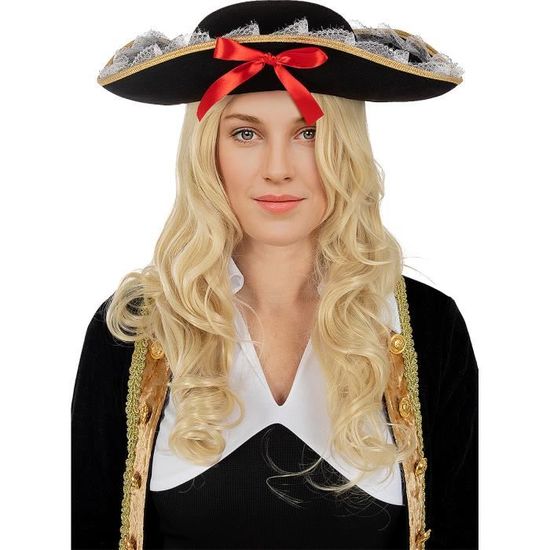 Chapeau De Pirate Pour Femme, Chapeau Tricorne Avec Long Voile Et