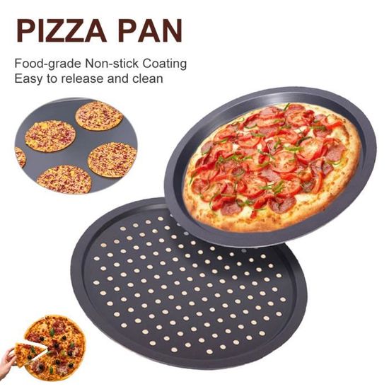 Set De 4 Plaques à Pizza 26 Cm – Acier Au Carbone Revêtu Teflon, Antiadhésif, Four Et Induction