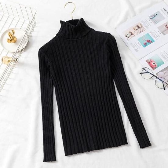 Femmes Longues Essentials Slim-Fit élastique Coton Pulls