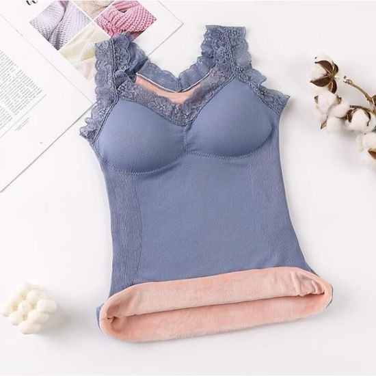 Débardeur Femme Avec Soutien-Gorge Intégré - Tissu Thermique Doux - Pour Sport, Quotidien Ou Couche De Base - Plusieurs Couleurs - 7