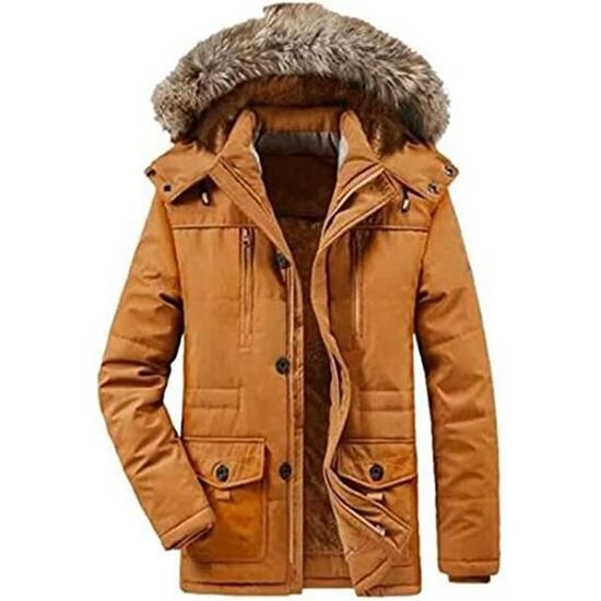 Veste D'hiver Homme Décontractée – Coupe Ample, Capuche, En Polyester Doux Pour Automne Et Printemps
