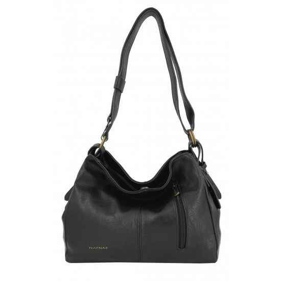 Sac ?� main 2 en 1 besace et bandouli?�re Naf Naf NOIR - NAF0014 - Cdiscount Bagagerie - Maroquinerie