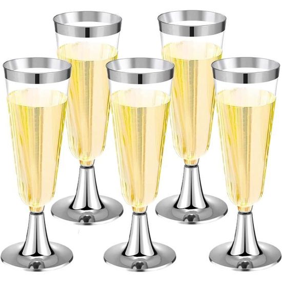 Lot De 50 Verres à Vin En Plastique Transparent - 150 Ml - Réutilisables - Pour Fête, Mariage, Anniversaire