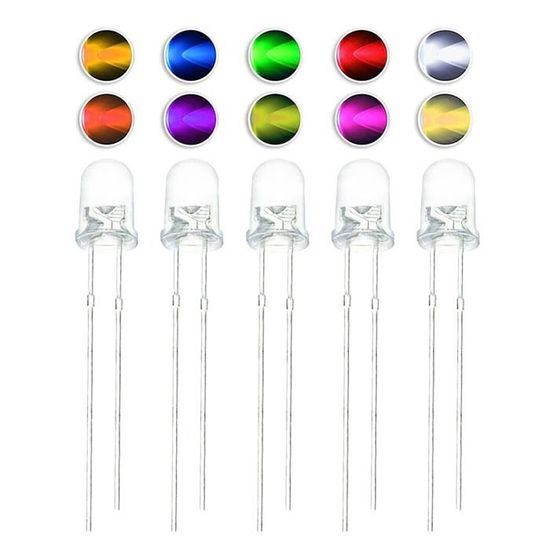 Lot De 50 LEDs Bleues 5mm - Haute Luminosité (2000-3000 Mcd) - Pour Circuits Et DIY