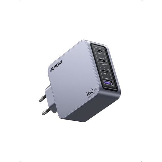 Chargeur UGREEN Nexode 160W GaN - 4 Ports USB-C - Compatible IPhone 16, Galaxy S24, MacBook M3 - Charge Rapide PD3.1