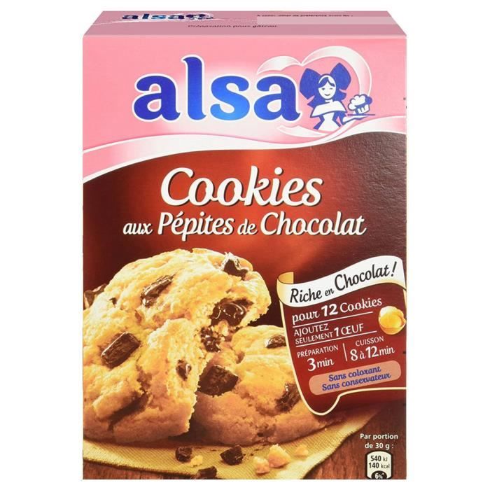 Alsa Préparation Cookies Pépites de Chocolat (lot de 2)