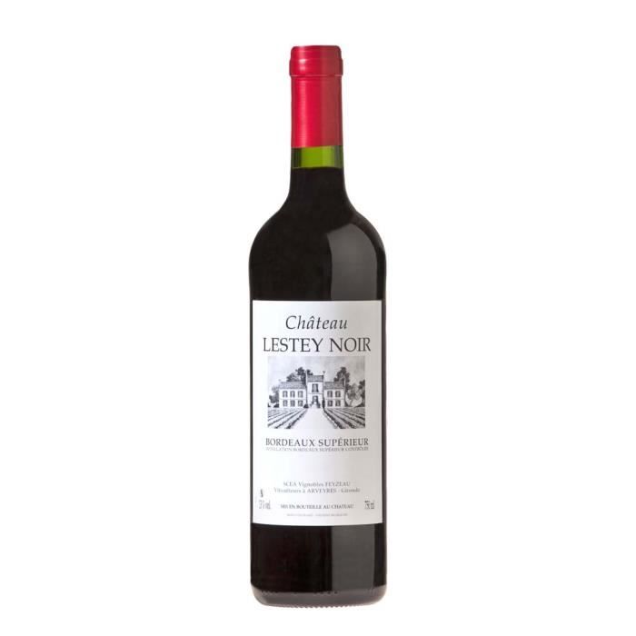 Château Lestey Noir 2019 - 6 Bouteilles - Vin Rouge Bordeaux Supérieur AOC - Médaille d’Or - certifié Haute Valeur Environnementale