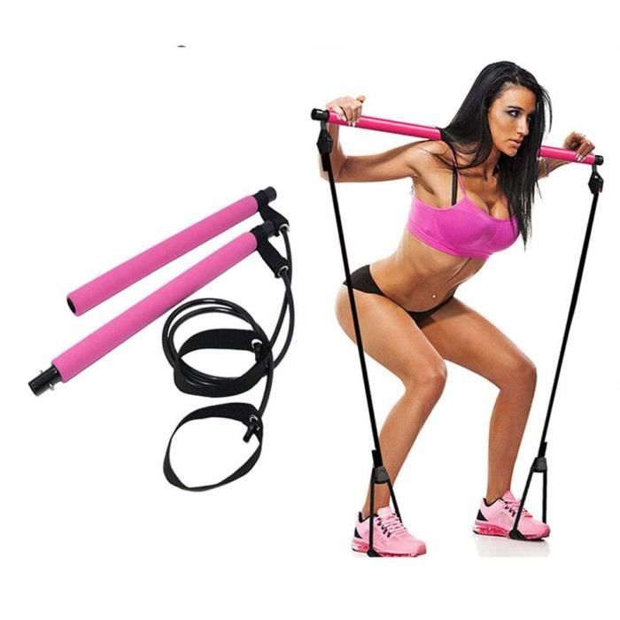 Kit de barre d'exercice de Pilates de bâton d'entraînement de gymnase de Kit de barre d'exercice de - Modèle: Pink - HSJSTLDB02620