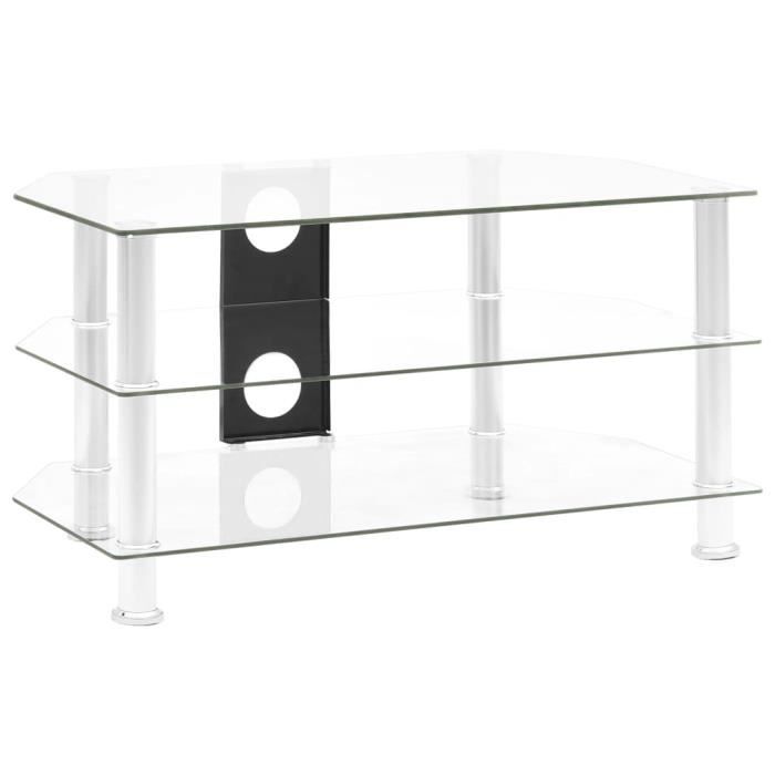 Top Meuble TV Contemporain - Meuble HI-FI Meuble de rangement Transparent 75x40x40 cm Verre trempé ☺304165