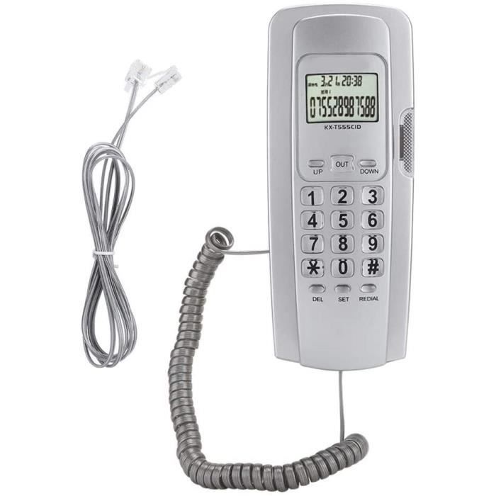 logozoee Téléphone à la Maison, téléphone Filaire rétroéclairé fixé au Mur, hôtel Traditionnel pour la Maison(Gray)