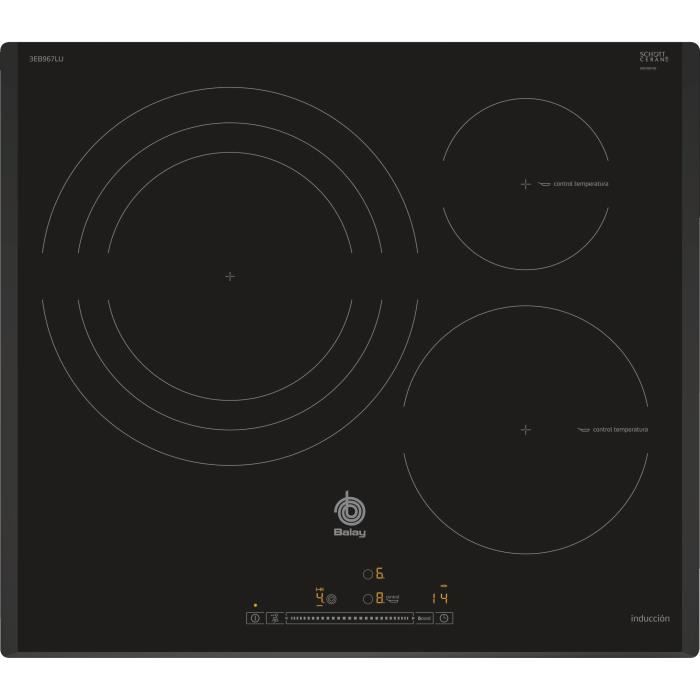 Balay 3EB967LU, Intégré, Plaque avec zone à induction, Noir, 1400 W, 14,5 cm, 2200 W