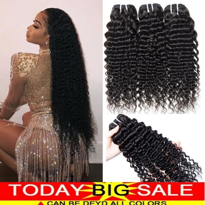 4 Tissage en lot brésilien Non Remy naturel Deep Wave Cheveux très ondulés 100G-PCS(22-24-26-28-)