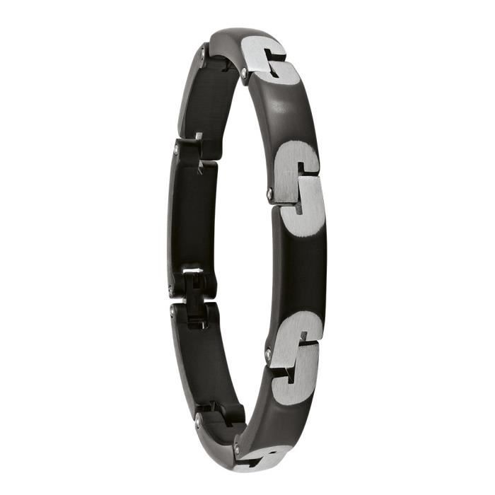 Jourdan Bijoux - Bracelet homme - HB051H - Acier bicolore - Largeur 8mm