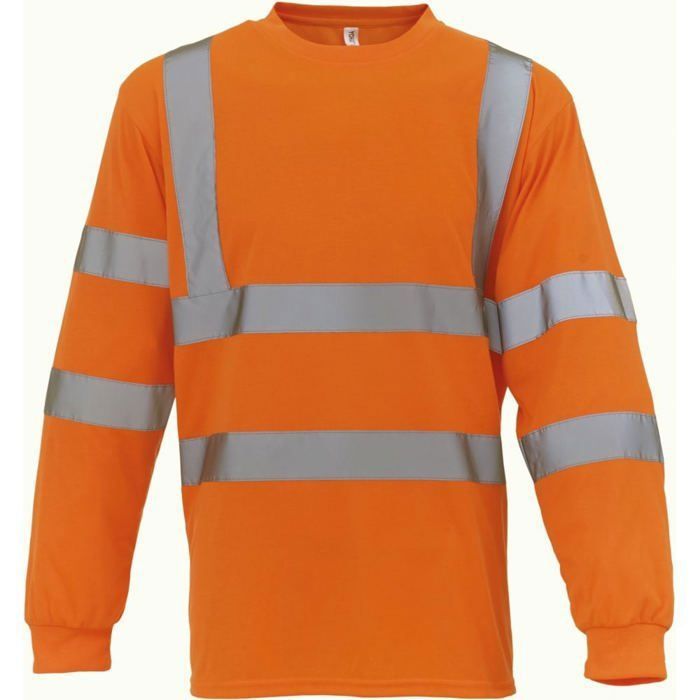 T-shirt manches longues haute visibilité Yoko HI VIZ - Orange Fluo - S