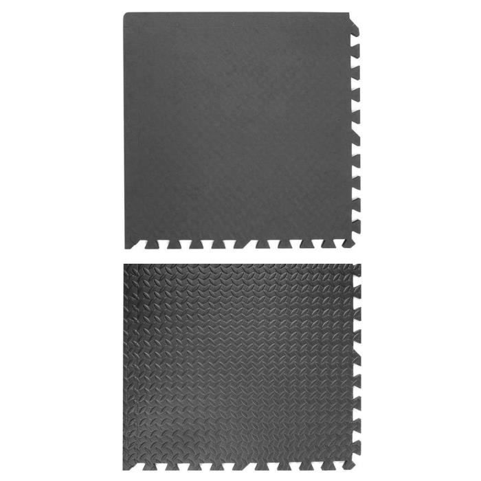 6 pièces Tapis de gym EVA noir en mousse empêchant de glisser