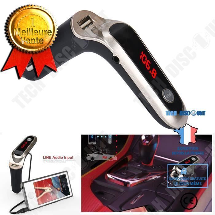 TD® Transmetteur FM voiture - Mains Libres Kit Chargeur Lecteur MP3 Kit de voiture Bluetooth USB Chargeur