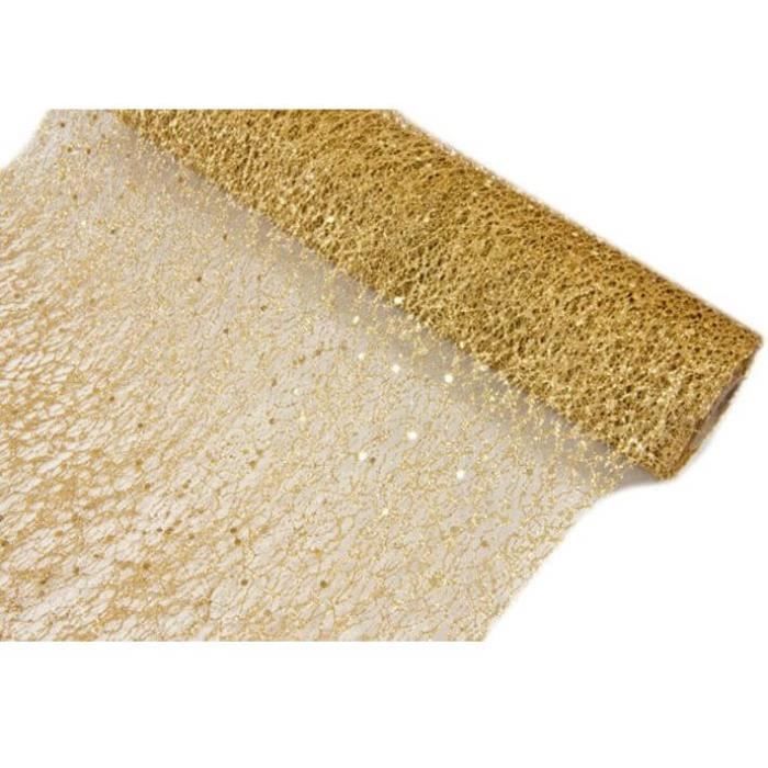 1 Rouleau chemin de table glitter (paillettes) doré en tulle 28cm x5m R/TUN215