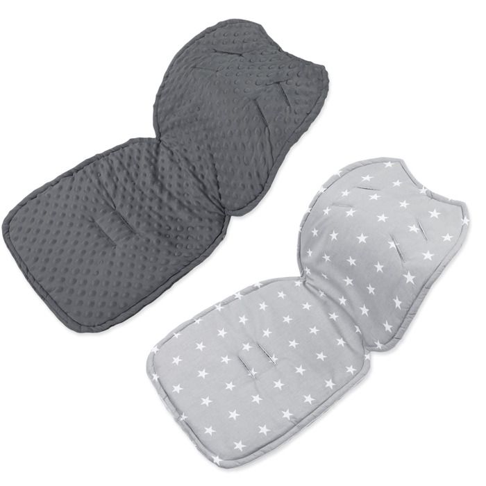 Coussin de siège coussin de poussette 75 x 35 cm - enfant universel respirant avec protection de ceinture Minky Gris Foncé