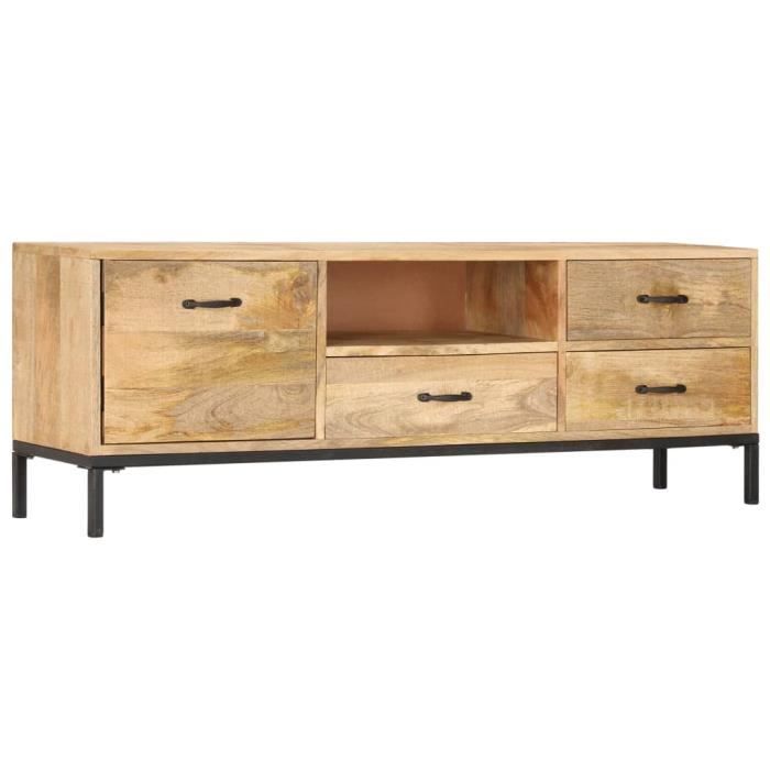 vidaXL Meuble TV 130 x 30 x 45 cm Bois massif de manguier