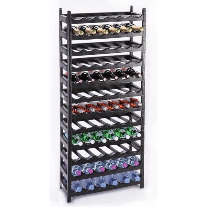 Etagère à bouteille, casier à vin modulable plastique noir 72 bouteilles Noir