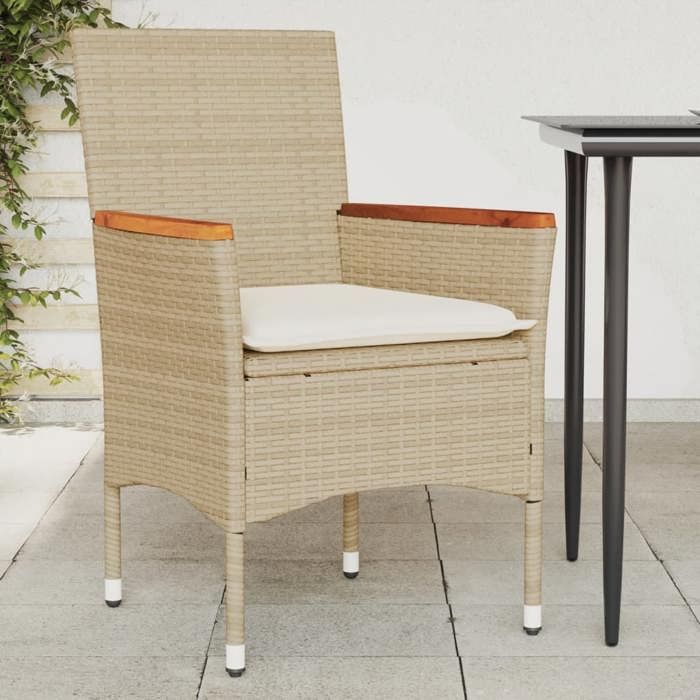 vidaXL Chaises de jardin avec coussins lot de 2 résine tressée 365148 - vue 9
