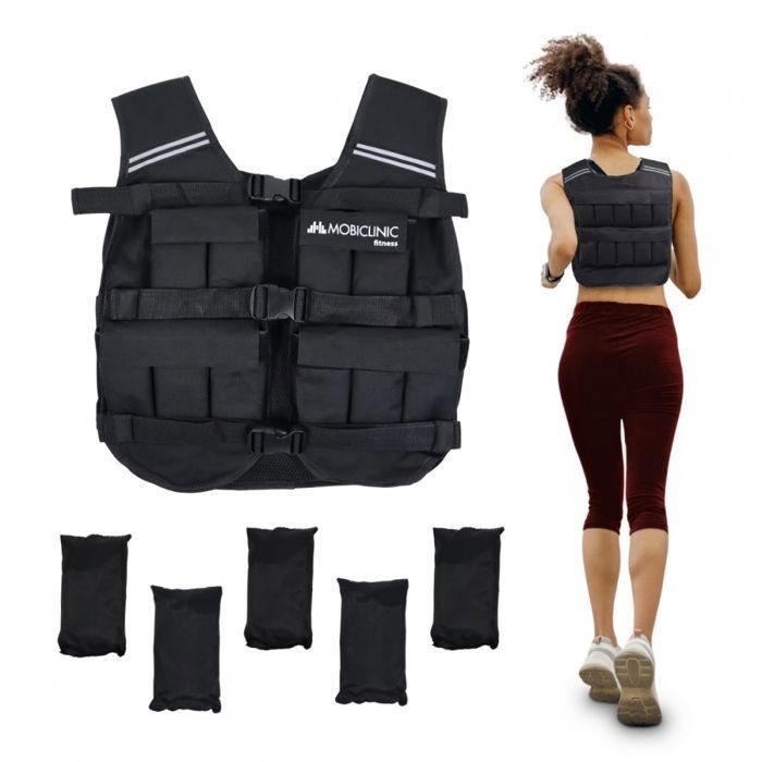 Gilet lesté - MOBICLINIC - Iron20 - 20 kg - Poids réglable - Rembourré respirant