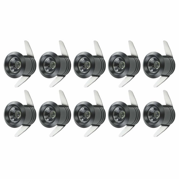 10 mini spots LED encastrables 1W avec transformateur séparé pour vitrine cuisine escaliers placard 90-265V AC [Classe énergéti