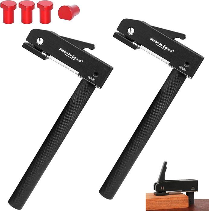 Ensemble Serre-Joints Menuiserie Pro : 2 Pinces Réglables + 4 Crochets De Banc 20mm - Fixation Bois Puissante Pour Sculpture, Routage Et Travail Précis