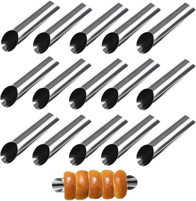 15 Moules à Cannoli En Acier Inoxydable Antiadhésifs – 12 Cm X 2 Cm – Idéal Pour Desserts, Apéros Et Pique-niques
