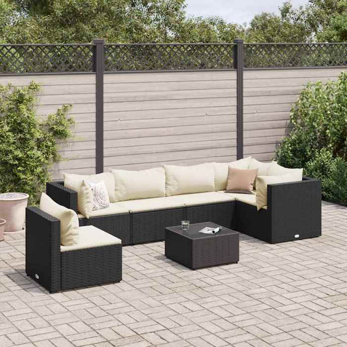 vidaXL Salon de jardin 7 pièces Résine tressée - vue 10
