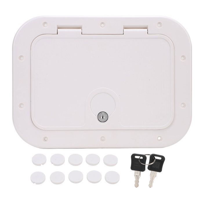 Trappe D'Accès Marine 12x8 Pouces – Couvercle Pont Bateau ABS Blanc étanche Avec Serrure + Clés, Ouverture 90° – Xiuganpo