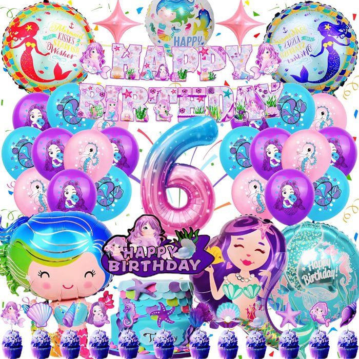 Décoration Anniversaire Enfant 6 Ans – Kit Complet Avec Ballons, Bannière, Décoration Gâteau – Thème Festif Et Coloré