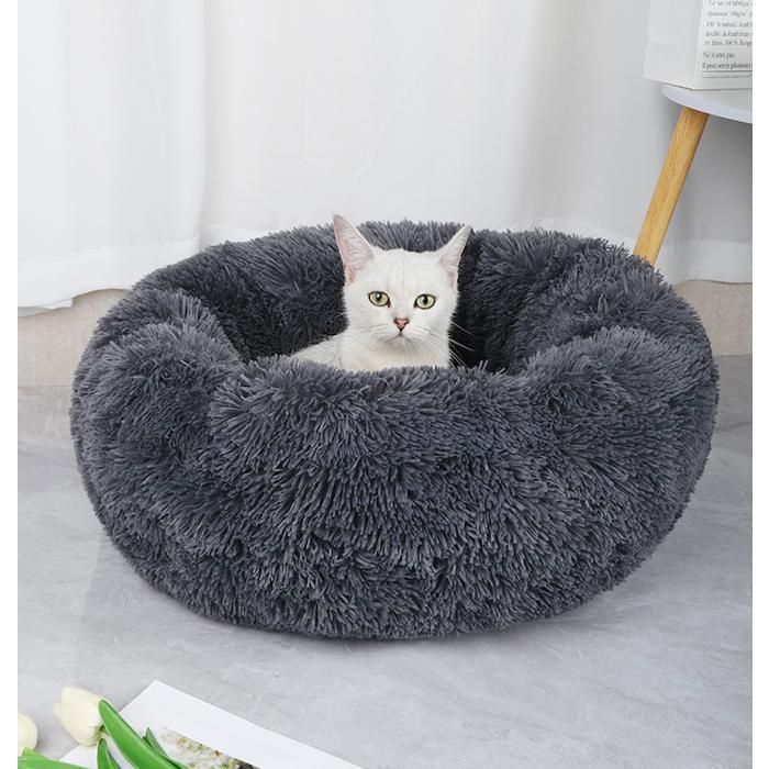 Meilleurs prix pour Tapis de couchage rond 40 cm pour chat – gris foncé peluche douce lavable & antidérapant