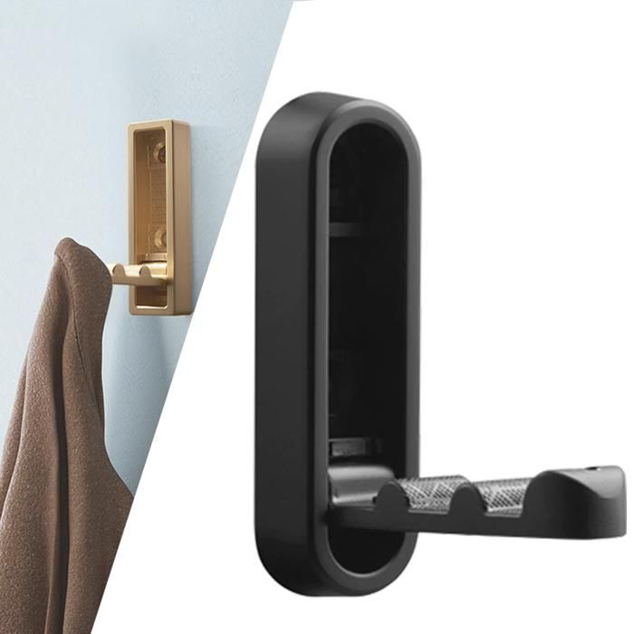 Crochets muraux robustes crochets muraux pliables 4 crochets invisibles pliables en alliage de zinc pour salle de bain（Noir）