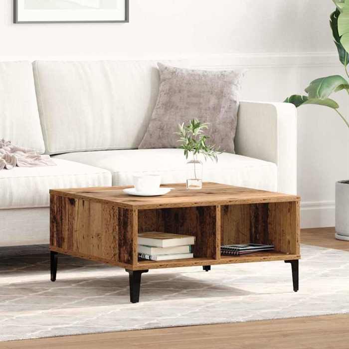 (ON SALE)Table Basse de Salon - Table à thé - Bois ancien - 60x60x30 cm Bois dingénierie EU950786
