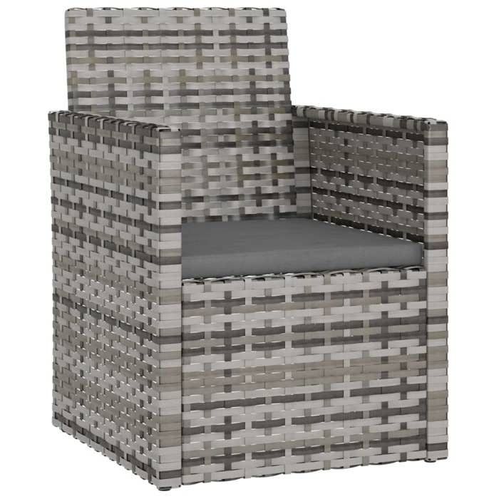 CHIC Fauteuil de jardin avec coussin Gris Résine tressée - 53x57x75 cm 759513 S11
