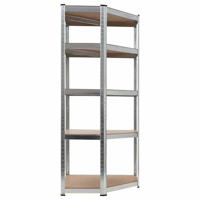 “Winter SaleTOP Étagère industrielle Argent - Étagère dangle à 5 niveaux Argenté Acier et bois dingénierie PRO84416