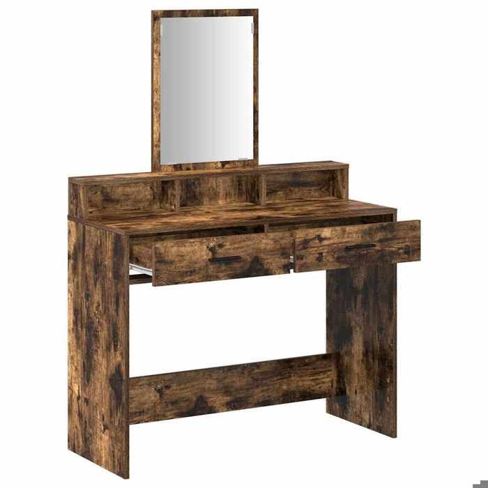 Moderne Coiffeuse pour Chambre - jills - Table de maquillage - Chêne fumé 100x41x140 cm - Bois dingénierie CCC621
