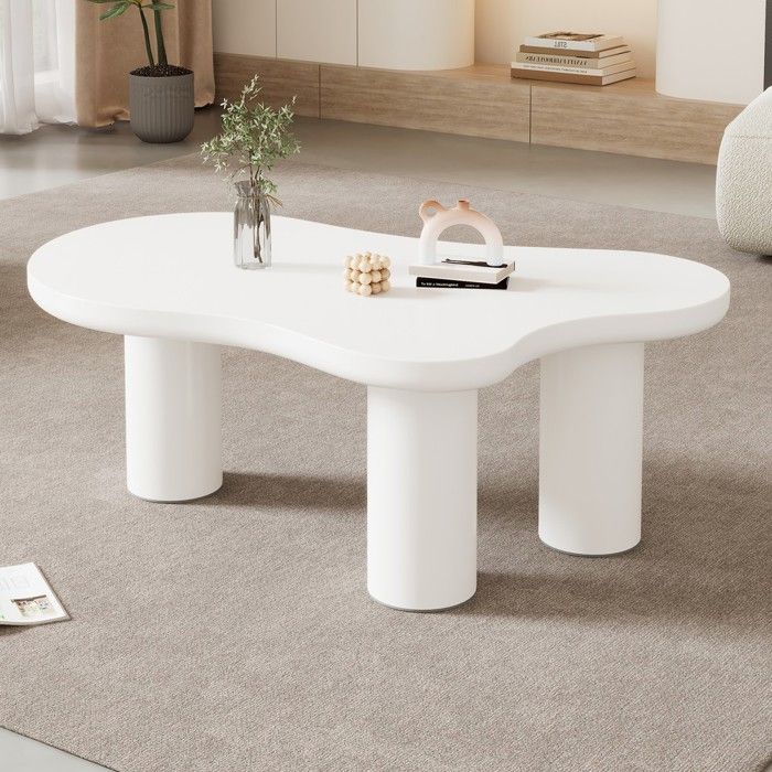 Table basse - Nuage irrégulier - 107×66×405 cm - Plateau laqué - Pieds PVC