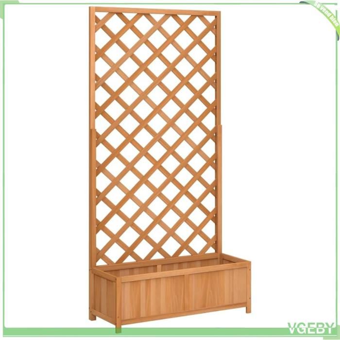 Jardinière avec treillis - FAFEICY - 365479 - Bois massif sapin - 90x35x180 cm - Marron