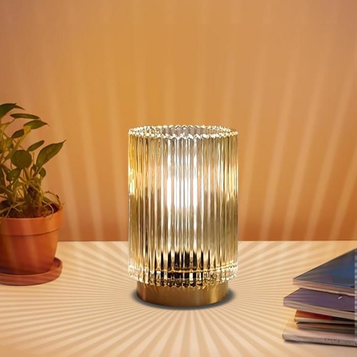 Lampe de Table sans Fil Rechargeable - Lampe de Chevet Lampe Nuit en Verre Romantique pour Chambre Salon Café Bistro Restaurant