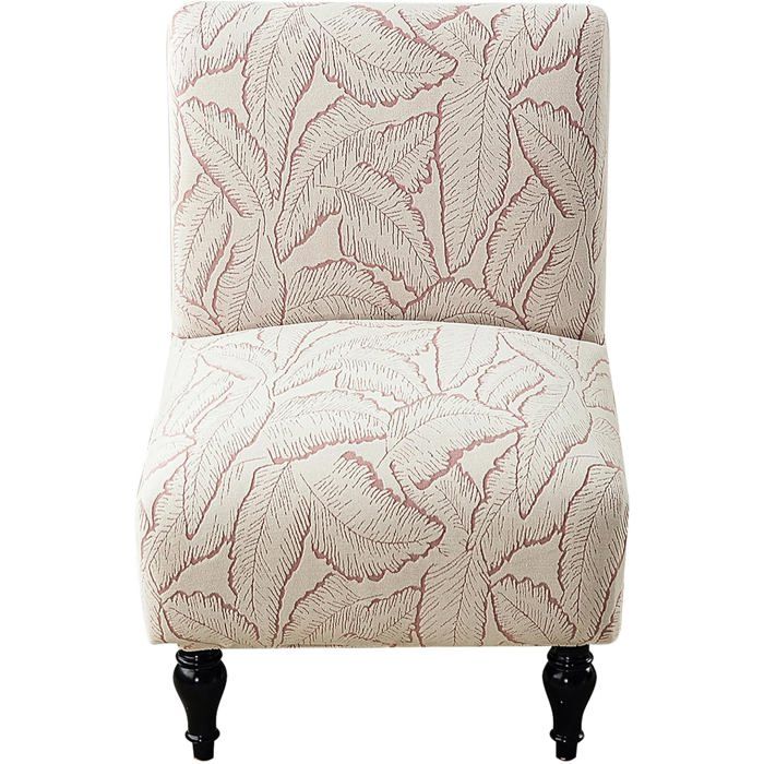 Housse pour fauteuil sans accoudoir 1 place protège-meuble élastique et antidérapant en jonc imprimé fleur pour canapé rose