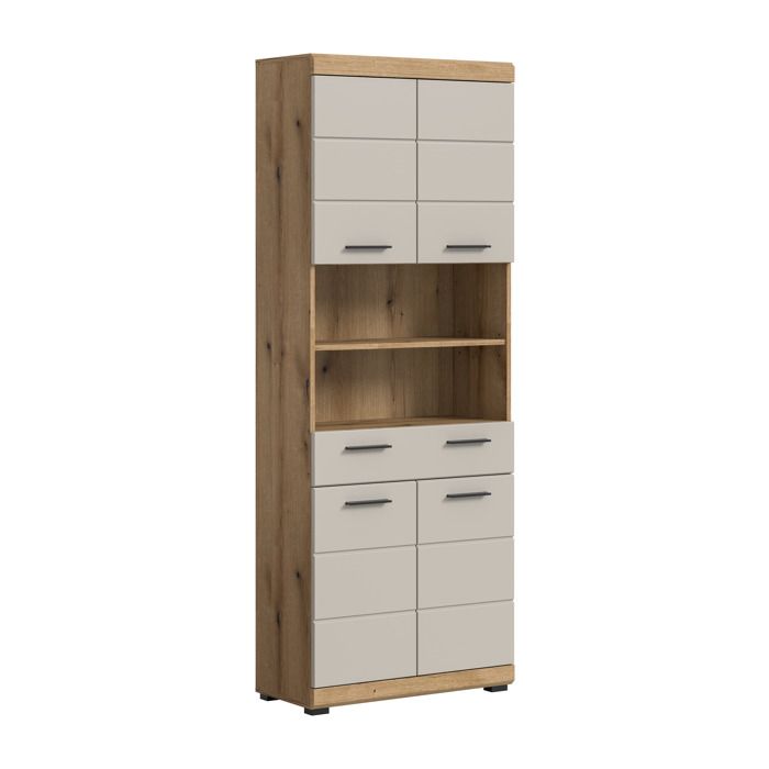 [en.casa] Colonne de salle de bain Scout 74 x 31 x 191 cm chêne et cachemire mat