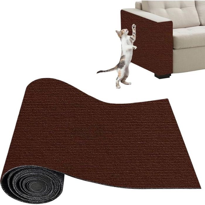 Tapis Griffoir Adhésif pour Chat Griffoir Chat et Protection Canapé Anti-Griffe Tapis Protecteur de Rayure DIY(Marron30 x 100 c