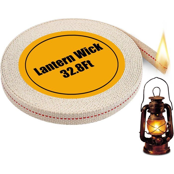 Mèche Lampe Pétrole 10m Lot - Coton Largeur 1/2 Pouce - Carburant Kérosène Lanterne - Maison Camping