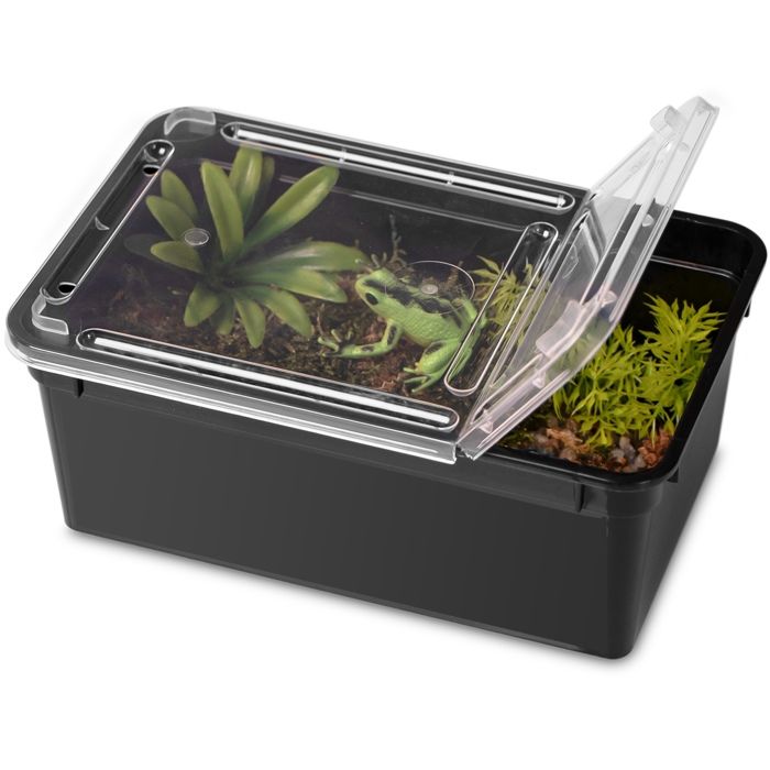 Terrarium en plastique noir pour reptiles et amphibiens 19 x 12 x 7 5 cm