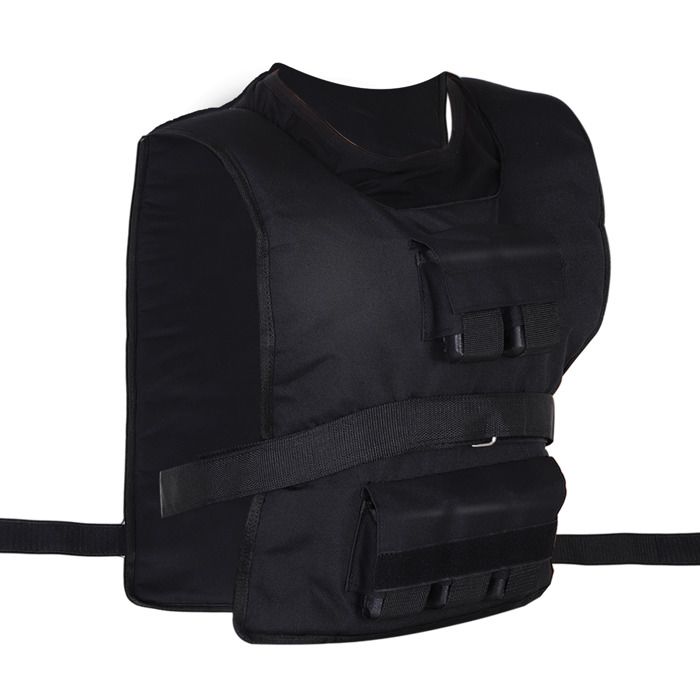 Gilet lesté réglable 20 kg avec 20 poids amovibles tissu Oxford noir 36x52 cm