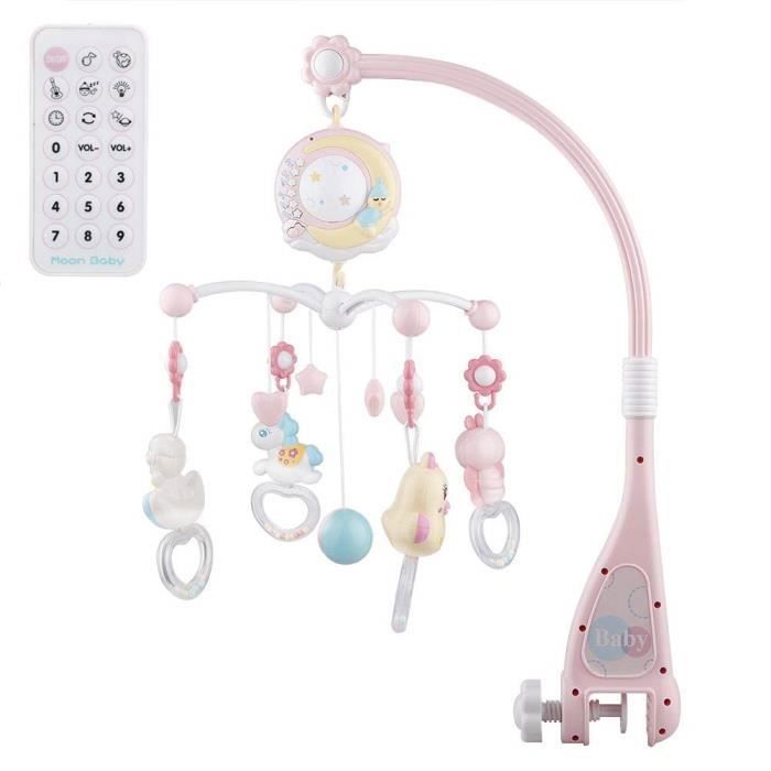 Weinsamkeit Mobile Musical Lit Bébé, Mobile Bebe avec Veilleuse et  Projecteur Mobile Lit Bébé avec 150 Berceuses Hochets Rotatifs Suspendus  Boîte à Musique Télécommandée Jouet Bebe 0 à 6 Mois : 