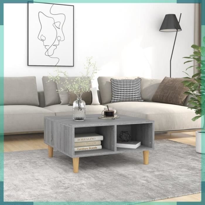ASHATA Table basse sonoma gris 60x60x30 cm bois dingénierie -FHE813165