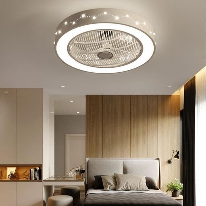 plafonnier LED invisible plafonnier moderne pour chambre à coucher salon salle à manger WUPYI2018 Ventilateur de plafond avec éclairage et télécommande 42 pouces 
